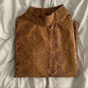 Zara Mock neck leather snakeskin top